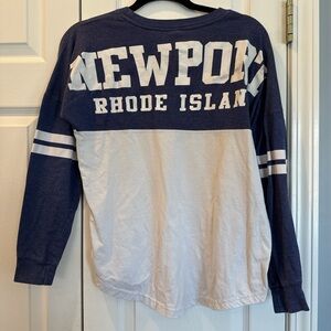 Newport Rhode Island Long Sleeve Top - Navy & White